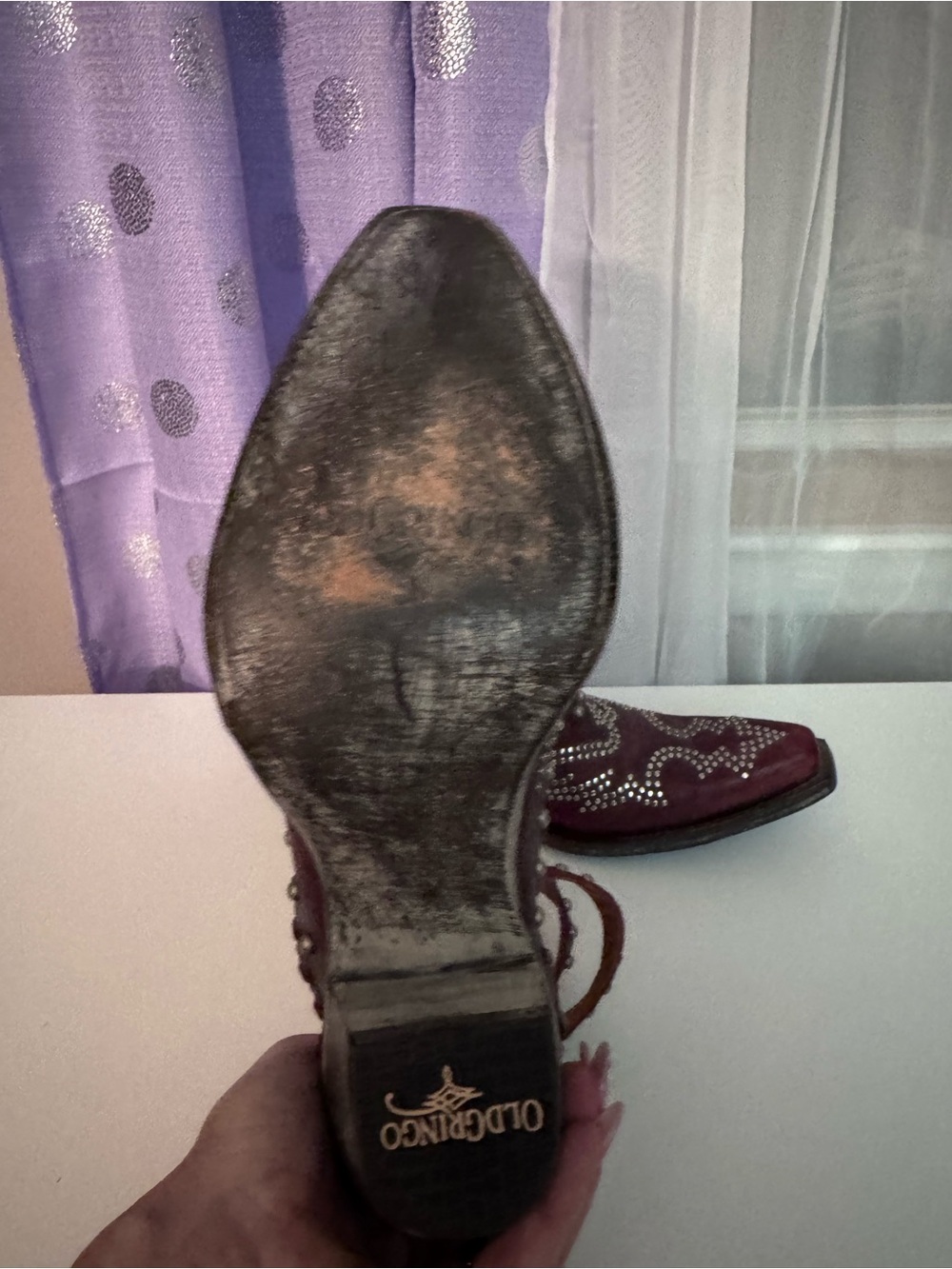 Studded Burgundy Leather Ankle Strap Boots by Old Gringo - Picture 4 of 4